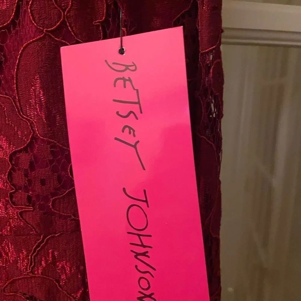 Betsey Johnson Red Floral Lace Bodycon Dress Size 12 NWT - Picture 7 of 10